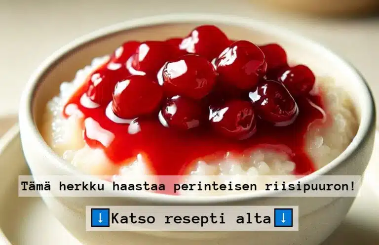 Maukas vaihtoehto riisipuurolle: Kirsikkakastikkeella kuorrutettu riisivanukas