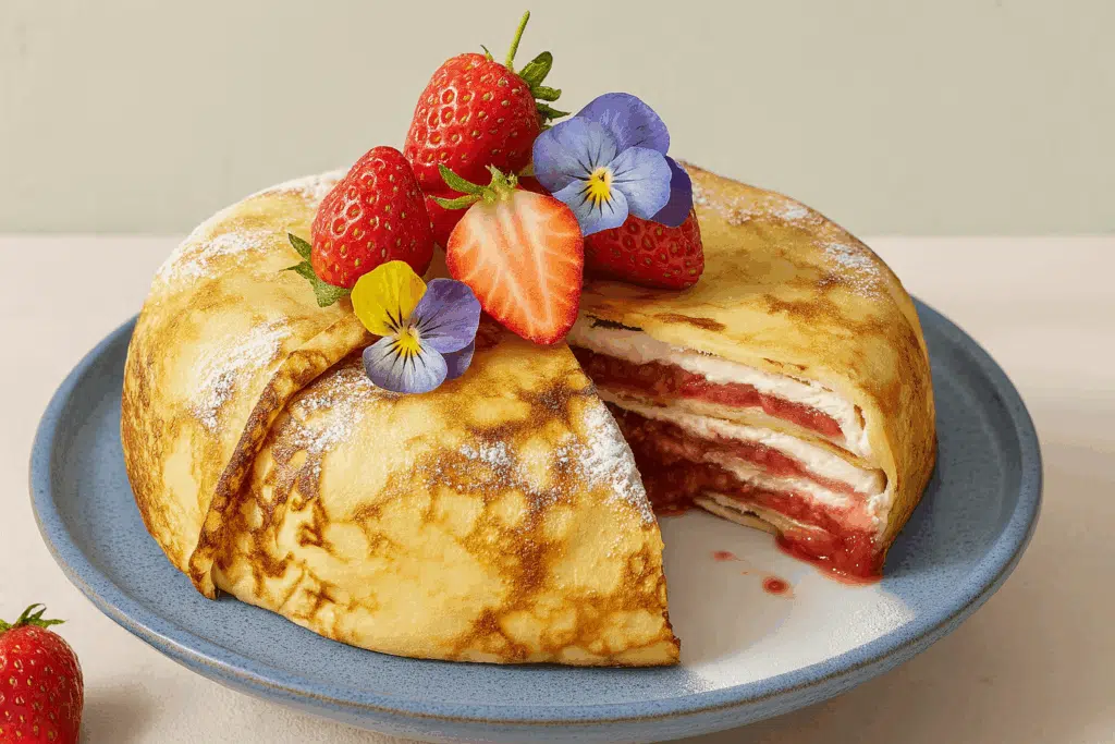 Mascarponevaahtoa, mansikka-raparperi hilloa ja lettuja – näin kokoat niistä ihanan kakun