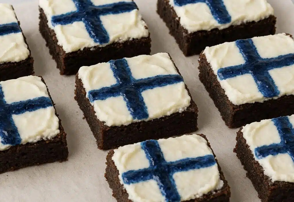 Kaunista ja herkullista: Itsenäisyyspäivän kunniaksi kuorrutetut browniet