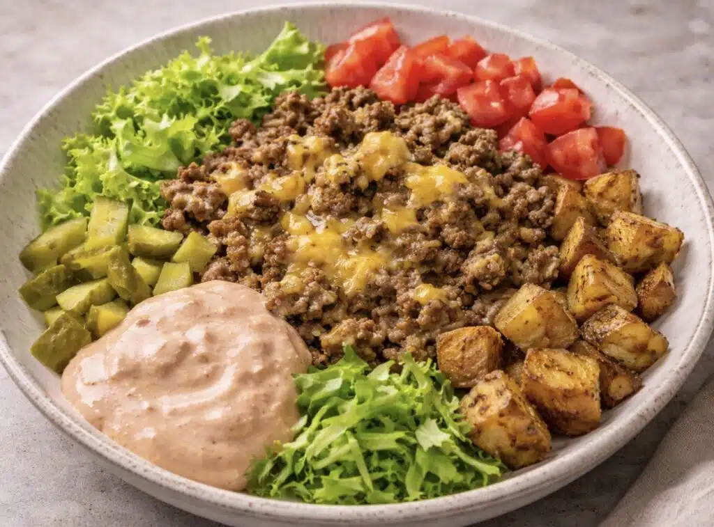 Helppo burgerbowl - nerokas tapa nauttia hampurilaisen mausta Helppo burgerbowl – nerokas tapa nauttia hampurilaisen mausta