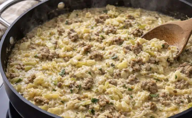 Halvin arkivuoka: Kaalilaatikko ilman uunia valmistuu yhdellä pannulla