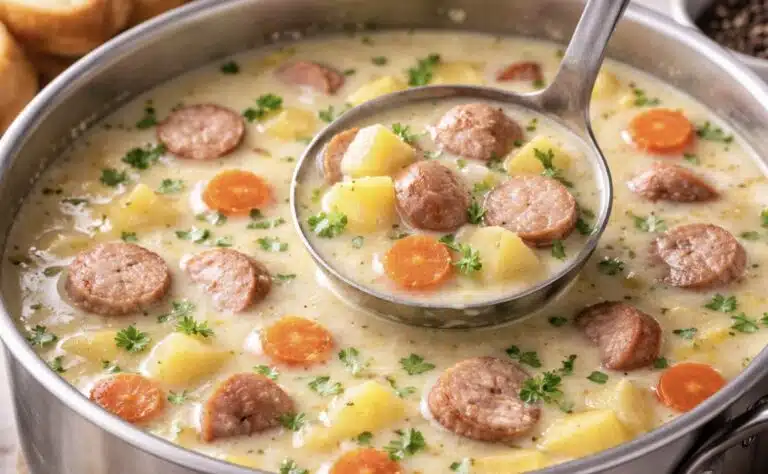 Kermainen nakkikeitto – lapsilta tuli täydet pisteet Kermainen nakkikeitto – lapsilta tuli täydet pisteet