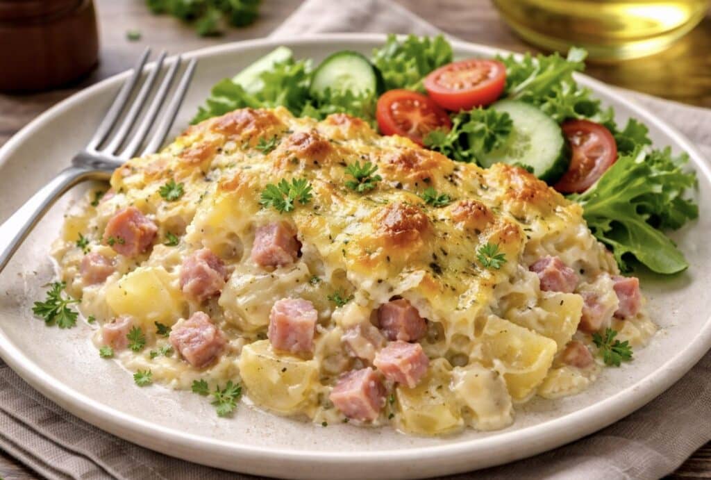 Kinkkukiusaus annos lautasella