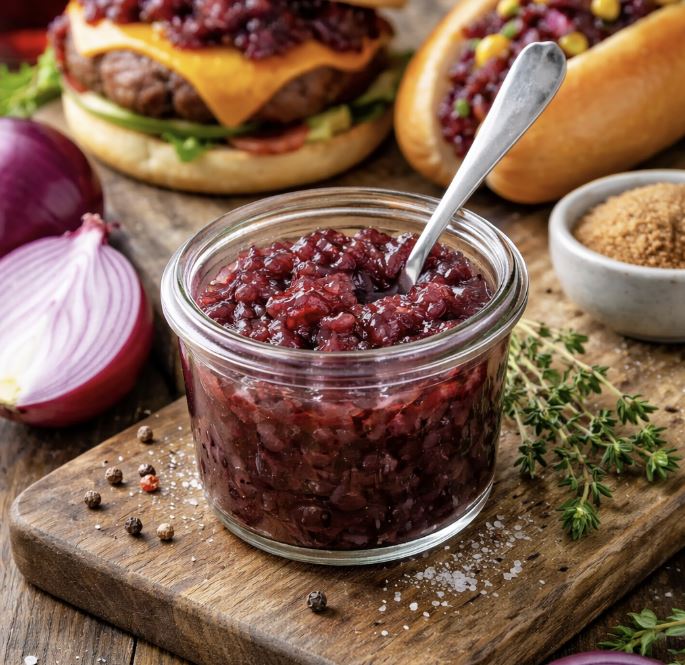 Punasipulista valmistettu marmeladi on täydellinen Street Food -lisuke.