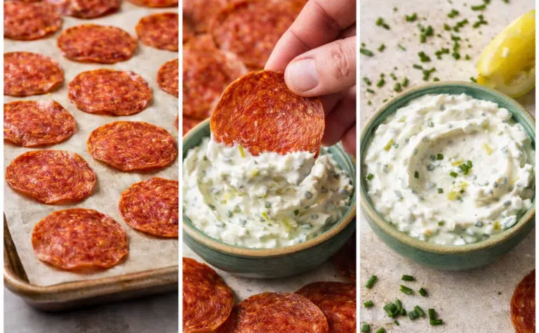 Uunissa paistetut salamisipsit ja dippi – nämä viedään käsistä