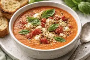 Tomaateista syntyy uskomattoman hyvä keitto, kun lisäät pellille tämän juuston