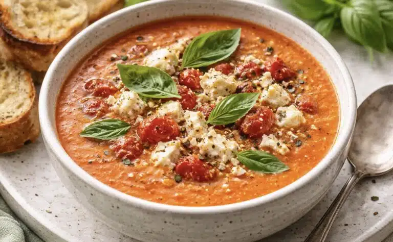 Tomaateista syntyy uskomattoman hyvä keitto, kun lisäät pellille tämän juuston