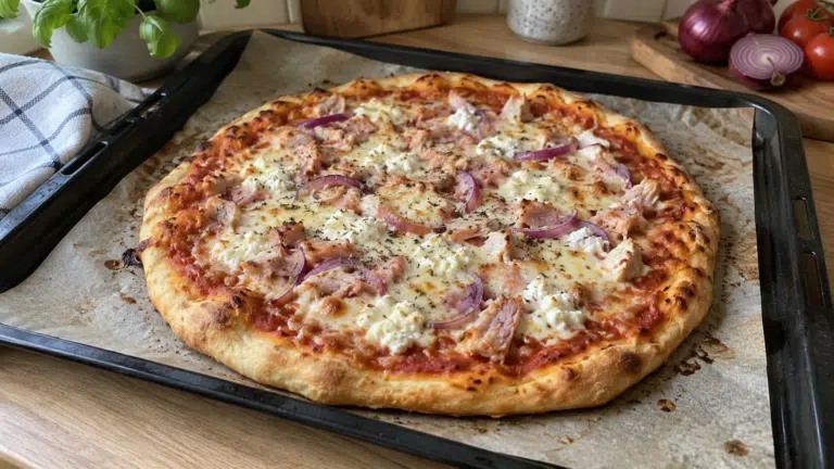 Raejuustopizza on helppo arkiruoka – taikinaa ei tarvitse vaivata