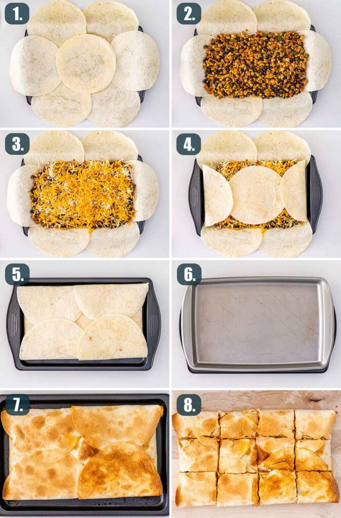 sheet pan quesadillas process shots 2